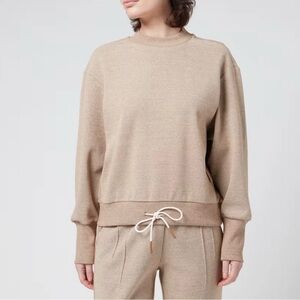 Varley Edith Rib Pique Sweatshirt Biscuit tan drawstring athleisure yoga small